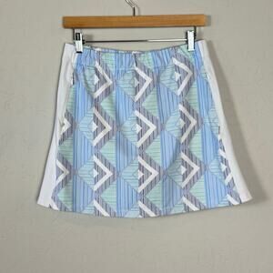 J. McLaughlin Skort Performance Zipper Pockets Size M Blue White Tennis Golf